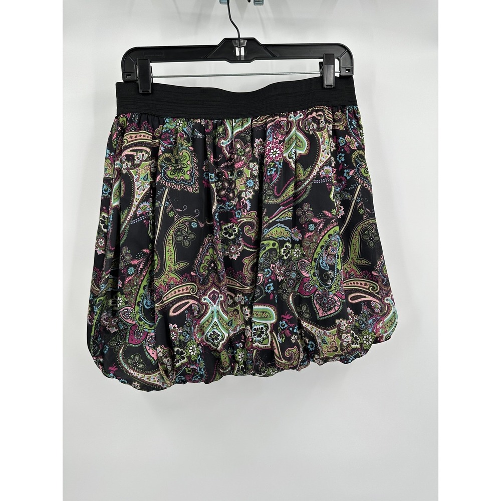 Womens Y2K Paisley Bubble Skirt Size M Boho Festival Indie Retro Eclectic Bold